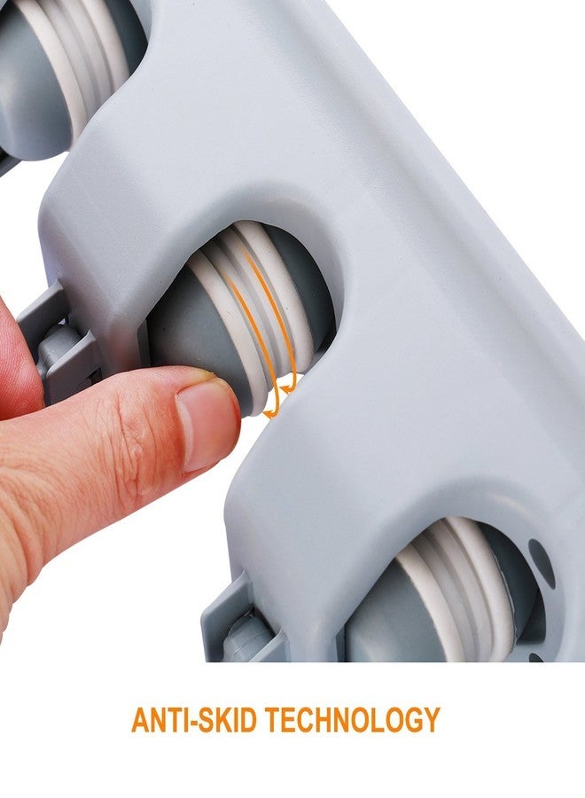 JAPP Acrylonitrile Butadiene Styrene Wall Mounted Mop And Broom Holder, 5 Slot Position With 6 Hooks Garage Storage Holder Up To 11-Tools., Bracket Shelf - Image 5